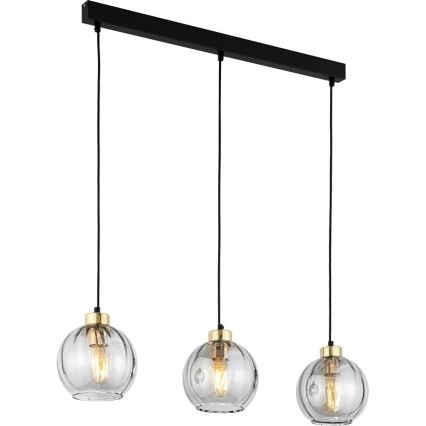 Κρεμαστό φωτιστικό με καλώδιο DEVI 3xE27/15W/230V μαύρο/καπνιστό
