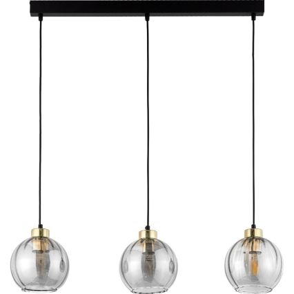 Κρεμαστό φωτιστικό με καλώδιο DEVI 3xE27/15W/230V μαύρο/καπνιστό