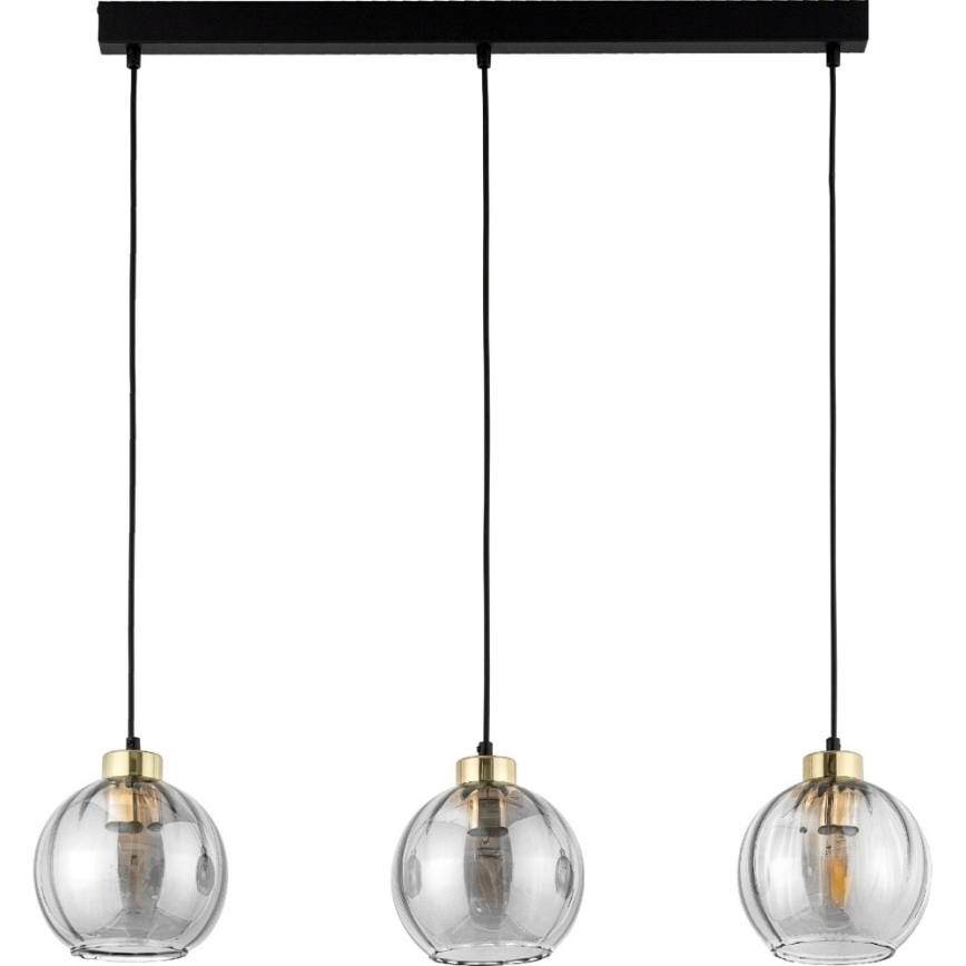 Κρεμαστό φωτιστικό με καλώδιο DEVI 3xE27/15W/230V μαύρο/καπνιστό