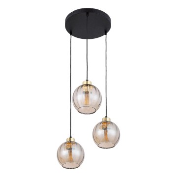 Κρεμαστό φωτιστικό με καλώδιο DEVI 3xE27/15W/230V μαύρο/καπνιστό μπεζ