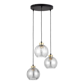 Κρεμαστό φωτιστικό με καλώδιο DEVI 3xE27/15W/230V μαύρο/διάφανο
