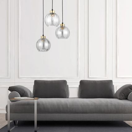 Κρεμαστό φωτιστικό με καλώδιο DEVI 3xE27/15W/230V μαύρο/διάφανο