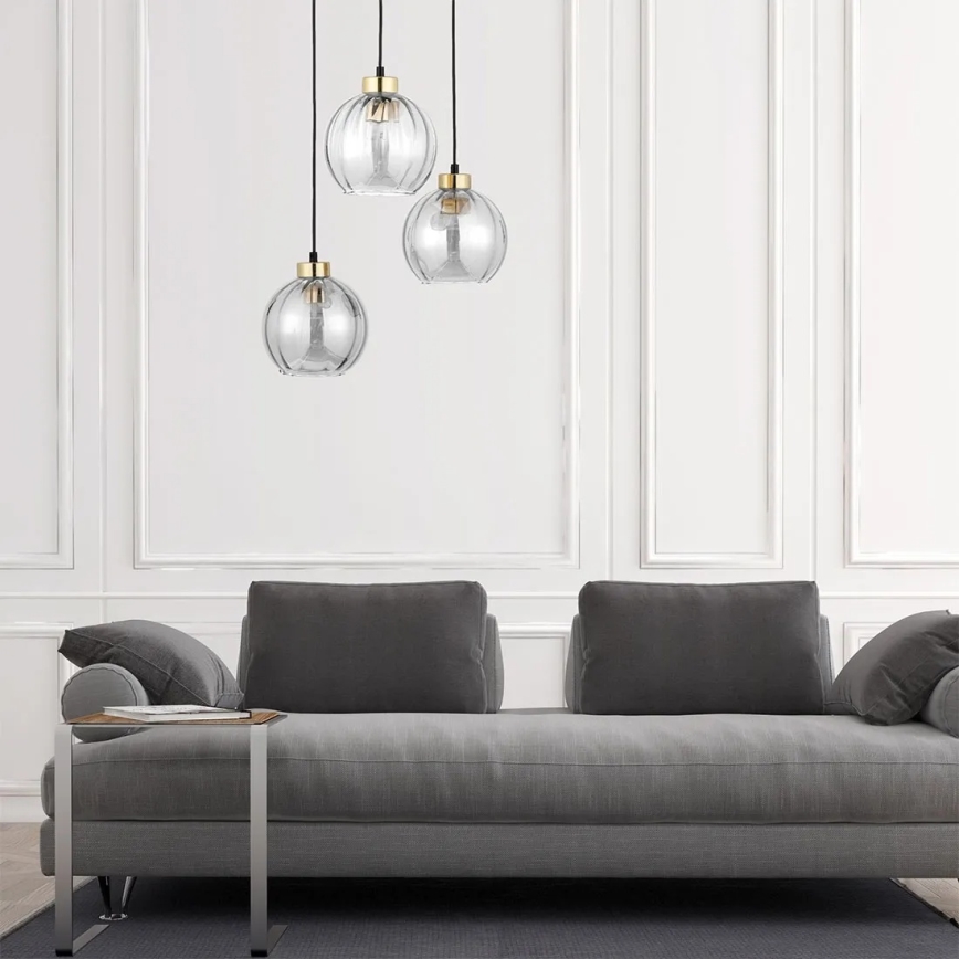 Κρεμαστό φωτιστικό με καλώδιο DEVI 3xE27/15W/230V μαύρο/διάφανο