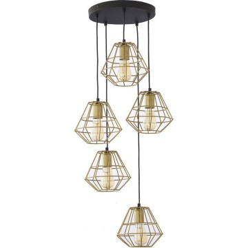 Κρεμαστό φωτιστικό με καλώδιο DIAMOND 5xE27/15W/230V μαύρο/χρυσό