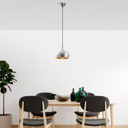 Κρεμαστό φωτιστικό με καλώδιο DODO 1xE27/40W/230V ματ χρώμιο