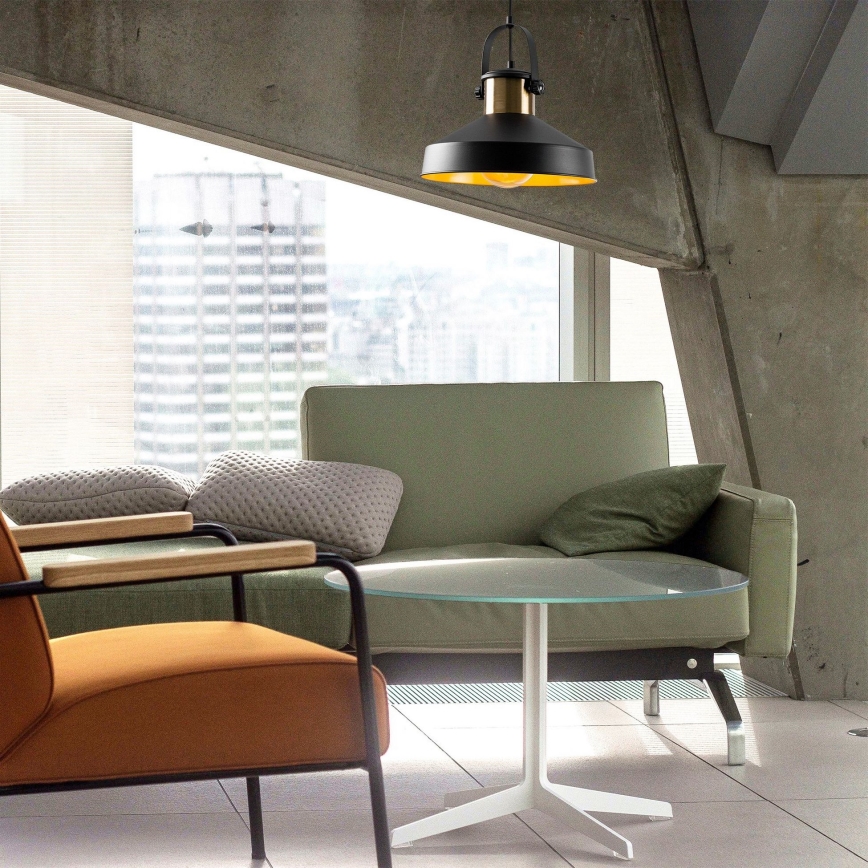 Κρεμαστό φωτιστικό με καλώδιο DODO 1xE27/40W/230V μαύρο/μπρονζέ