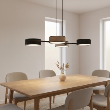 Κρεμαστό φωτιστικό με καλώδιο DRUMZ 4xE14/10W/230V μαύρο/καφέ/γκρι