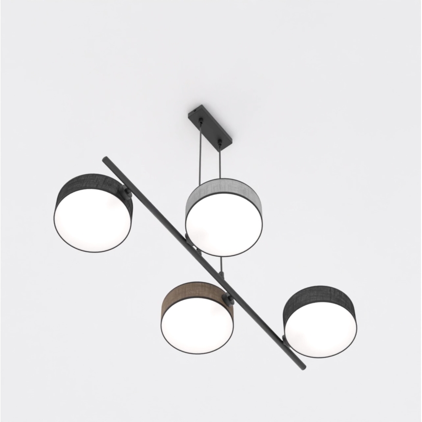 Κρεμαστό φωτιστικό με καλώδιο DRUMZ 4xE14/10W/230V μαύρο/καφέ/γκρι