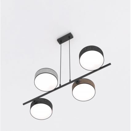 Κρεμαστό φωτιστικό με καλώδιο DRUMZ 4xE14/10W/230V μαύρο/καφέ/γκρι