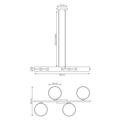 Κρεμαστό φωτιστικό με καλώδιο DRUMZ 4xE14/10W/230V μαύρο/καφέ/γκρι