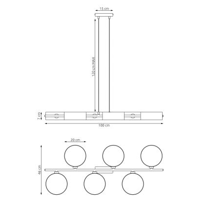 Κρεμαστό φωτιστικό με καλώδιο DRUMZ 6xE14/10W/230V μαύρο