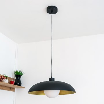 Κρεμαστό φωτιστικό με καλώδιο ECLIPSE 1xE27/15W/230V μαύρο/χρυσό