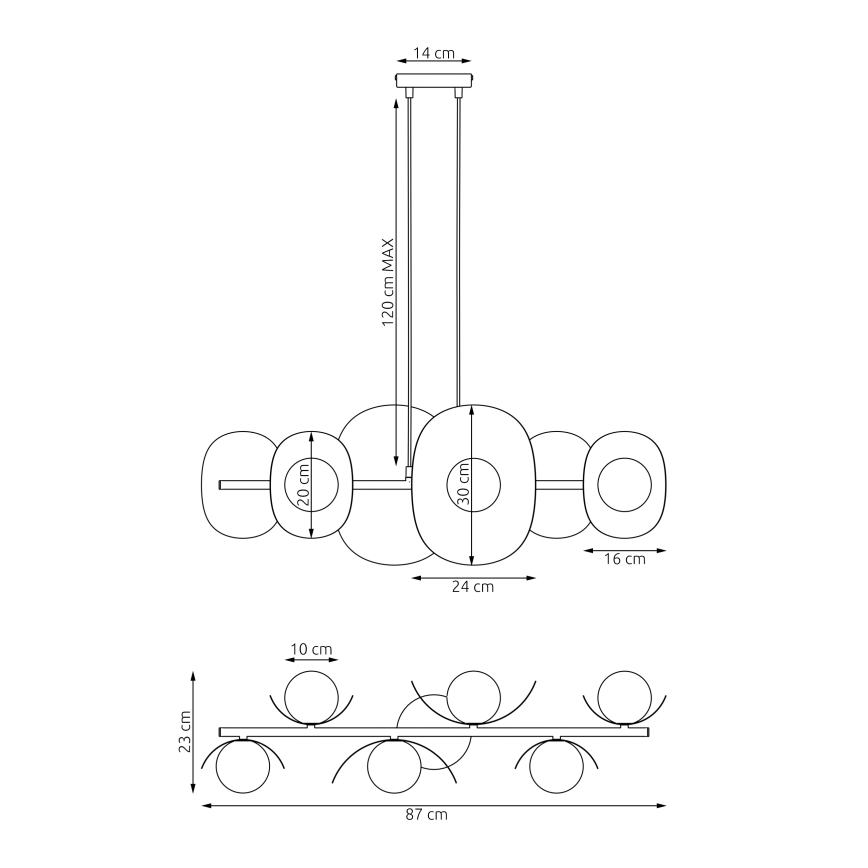 Κρεμαστό φωτιστικό με καλώδιο ELEMENTI 6xG9/8W/230V, μπεζ