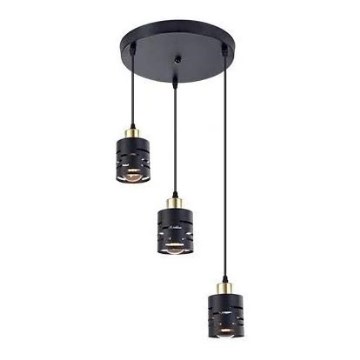 Κρεμαστό φωτιστικό με καλώδιο ELEN 3xE27/35W/230V διάμ. 29 cm μαύρο/χρυσό