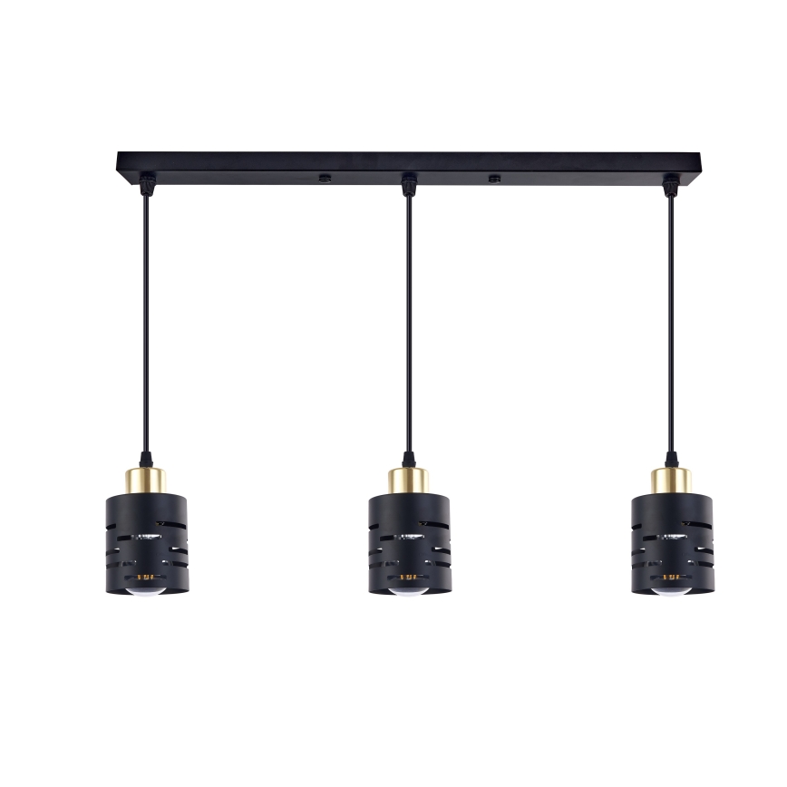 Κρεμαστό φωτιστικό με καλώδιο ELEN 3xE27/35W/230V μαύρο/χρυσό