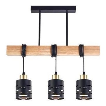 Κρεμαστό φωτιστικό με καλώδιο ELEN 3xE27/35W/230V μαύρο/χρυσό/καφέ