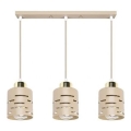 Κρεμαστό φωτιστικό με καλώδιο ELEN 3xE27/35W/230V μπεζ/χρυσό