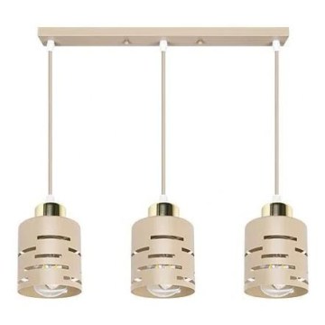 Κρεμαστό φωτιστικό με καλώδιο ELEN 3xE27/35W/230V μπεζ/χρυσό