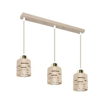 Κρεμαστό φωτιστικό με καλώδιο ELEN 3xE27/35W/230V μπεζ/χρυσό
