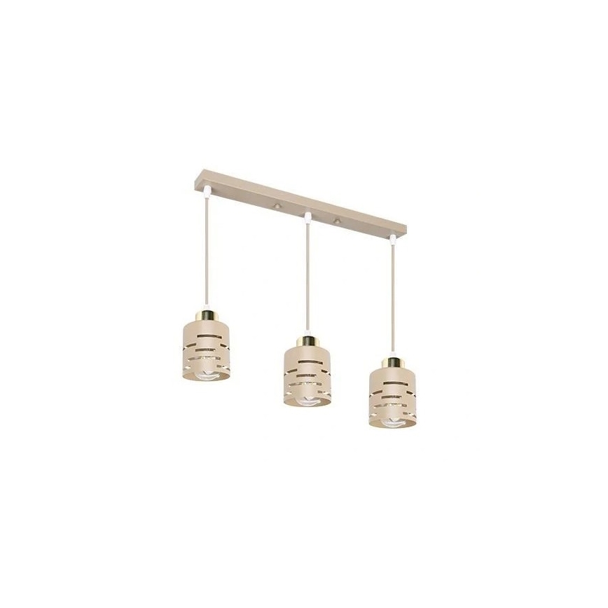 Κρεμαστό φωτιστικό με καλώδιο ELEN 3xE27/35W/230V μπεζ/χρυσό