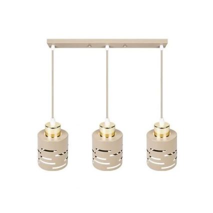 Κρεμαστό φωτιστικό με καλώδιο ELEN 3xE27/35W/230V μπεζ/χρυσό
