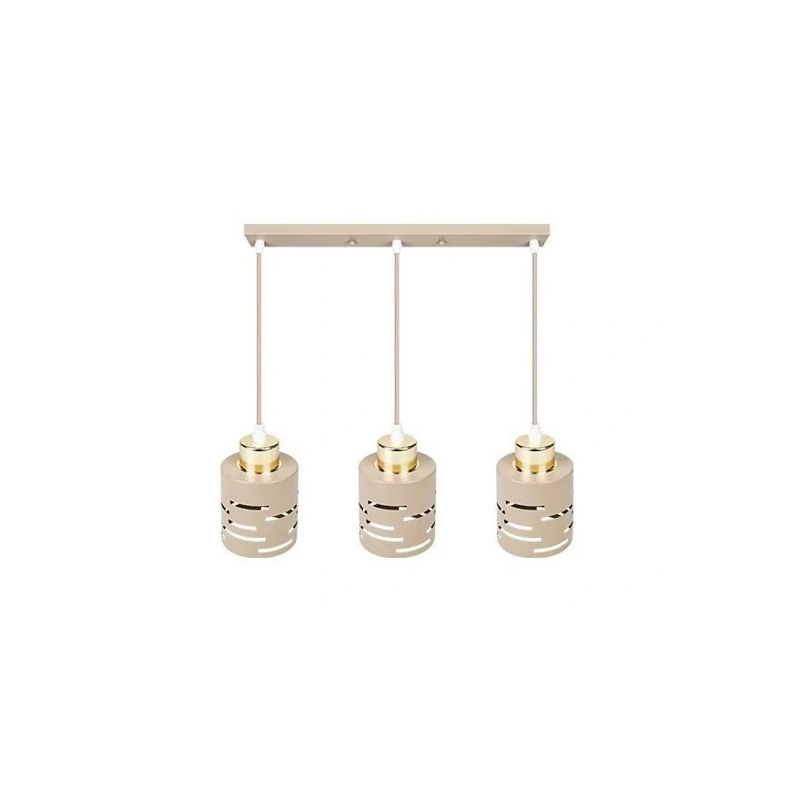 Κρεμαστό φωτιστικό με καλώδιο ELEN 3xE27/35W/230V μπεζ/χρυσό