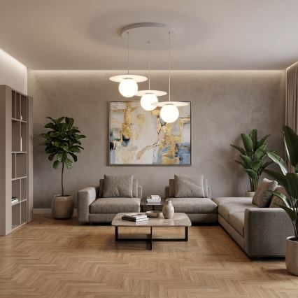 Κρεμαστό φωτιστικό με καλώδιο FLAT 3xE27/15W/230V λευκό