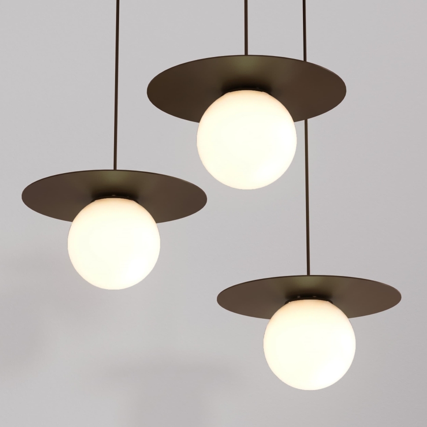 Κρεμαστό φωτιστικό με καλώδιο FLAT 3xE27/15W/230V καφέ