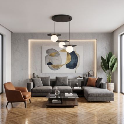 Κρεμαστό φωτιστικό με καλώδιο FLAT 3xE27/15W/230V μαύρο