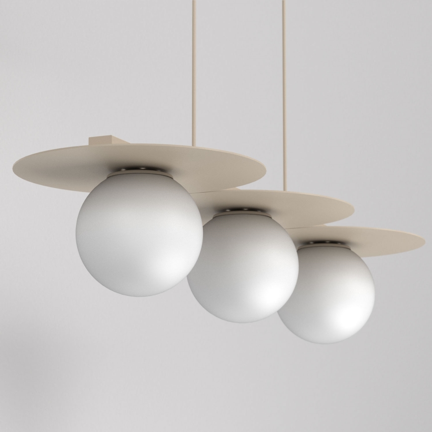 Κρεμαστό φωτιστικό με καλώδιο FLAT 3xE27/15W/230V μπεζ
