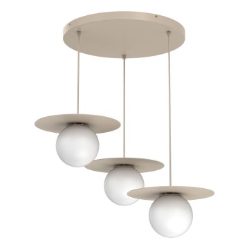 Κρεμαστό φωτιστικό με καλώδιο FLAT 3xE27/15W/230V μπεζ