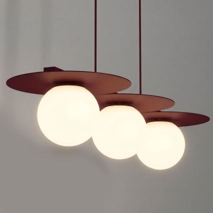 Κρεμαστό φωτιστικό με καλώδιο FLAT 3xE27/15W/230V μπορντό