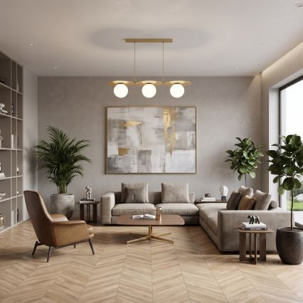 Κρεμαστό φωτιστικό με καλώδιο FLAT 3xE27/15W/230V χρυσό