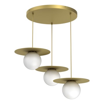 Κρεμαστό φωτιστικό με καλώδιο FLAT 3xE27/15W/230V, χρυσό