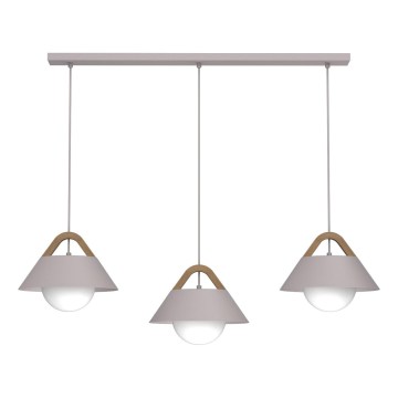Κρεμαστό φωτιστικό με καλώδιο FUNDA 3xE27/15W/230V σε εκρού απόχρωση