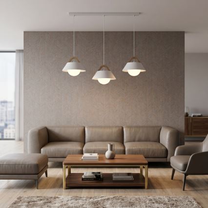 Κρεμαστό φωτιστικό με καλώδιο FUNDA 3xE27/15W/230V σε εκρού απόχρωση