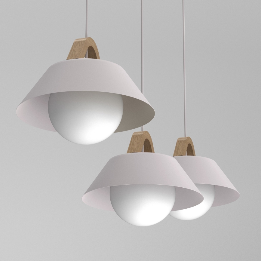 Κρεμαστό φωτιστικό με καλώδιο FUNDA 3xE27/15W/230V σε εκρού απόχρωση