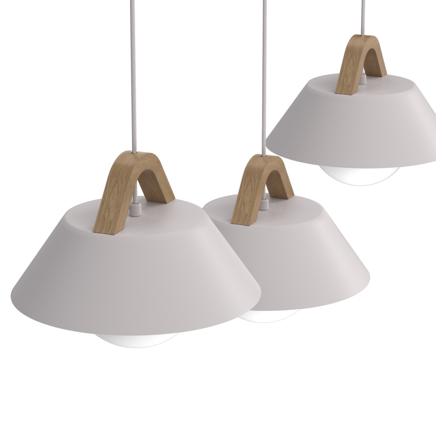 Κρεμαστό φωτιστικό με καλώδιο FUNDA 3xE27/15W/230V σε εκρού απόχρωση