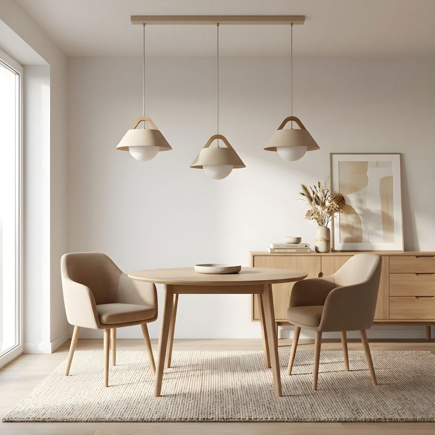 Κρεμαστό φωτιστικό με καλώδιο FUNDA 3xE27/15W/230V μπεζ