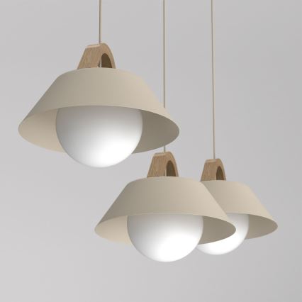 Κρεμαστό φωτιστικό με καλώδιο FUNDA 3xE27/15W/230V μπεζ