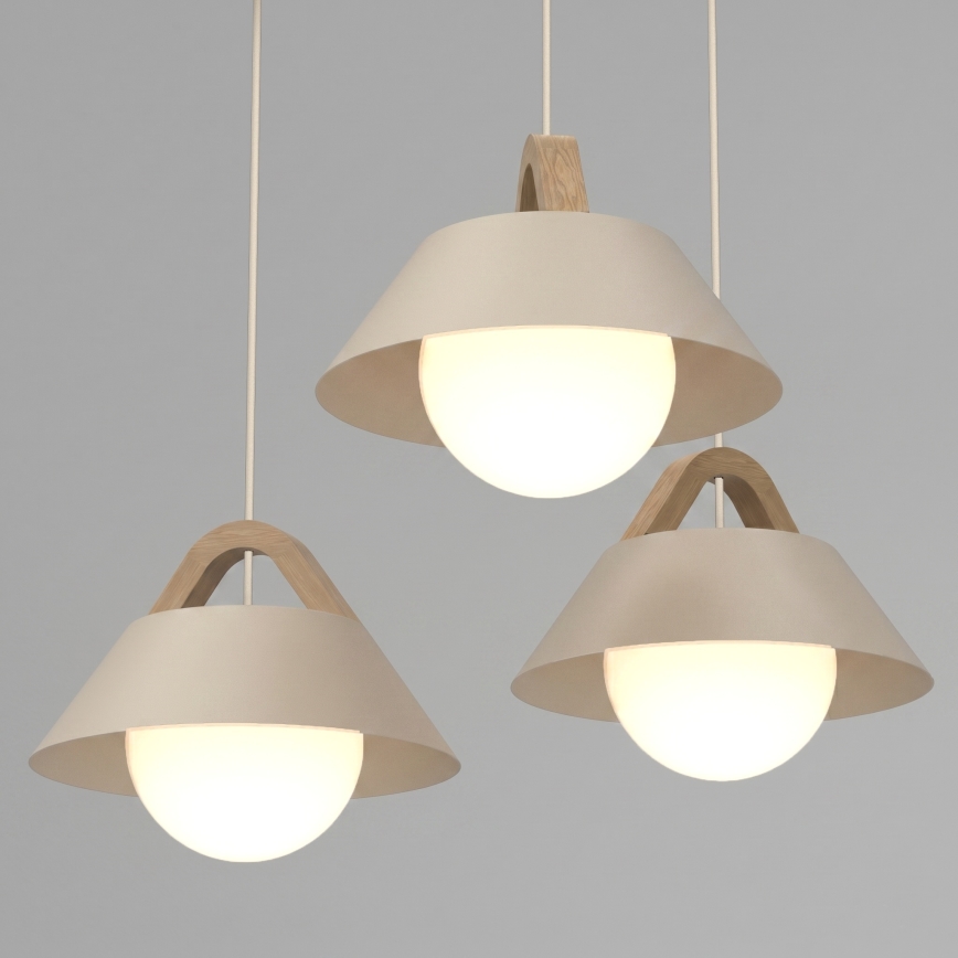 Κρεμαστό φωτιστικό με καλώδιο FUNDA 3xE27/15W/230V μπεζ