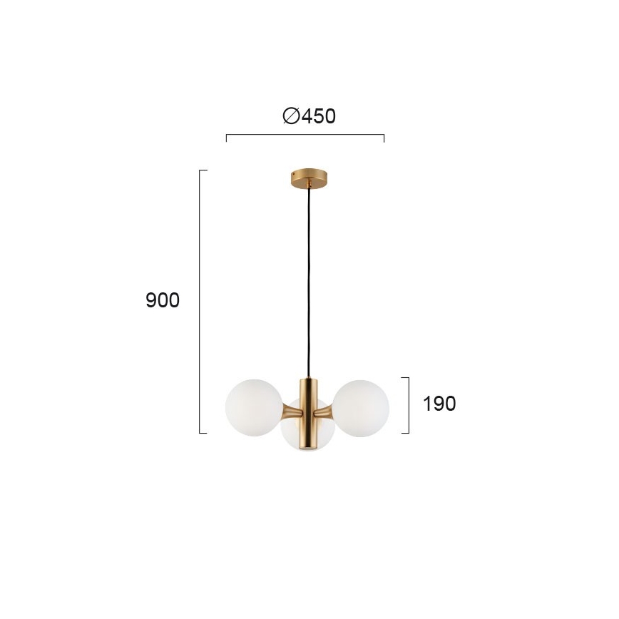 Κρεμαστό φωτιστικό με καλώδιο GLOBE 3xE14/7W/230V, χρυσό