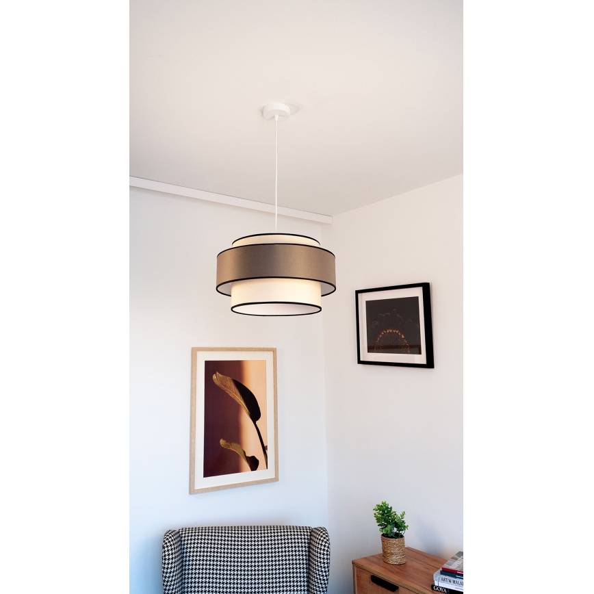 Κρεμαστό φωτιστικό με καλώδιο GRACE 1xE27/60W/230V διάμ. 40 cm κρεμ/γκρί