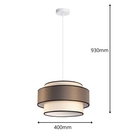 Κρεμαστό φωτιστικό με καλώδιο GRACE 1xE27/60W/230V διάμ. 40 cm κρεμ/γκρί