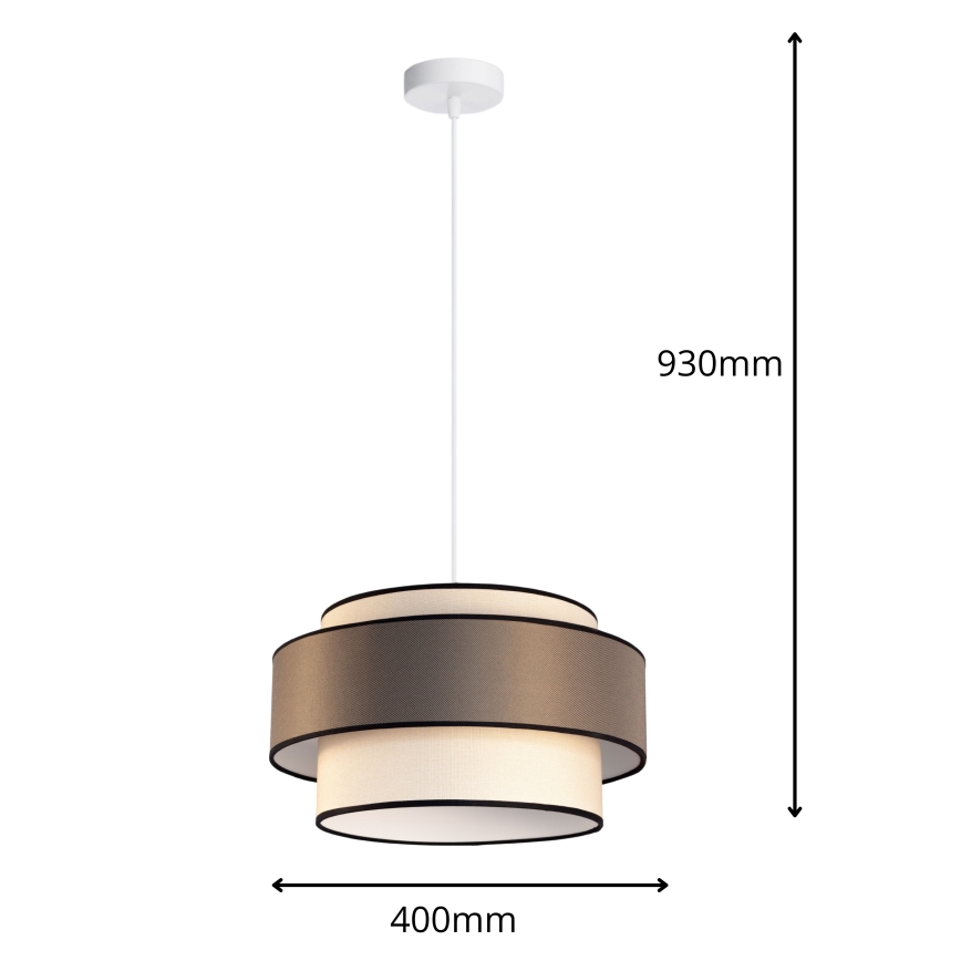 Κρεμαστό φωτιστικό με καλώδιο GRACE 1xE27/60W/230V διάμ. 40 cm κρεμ/γκρί