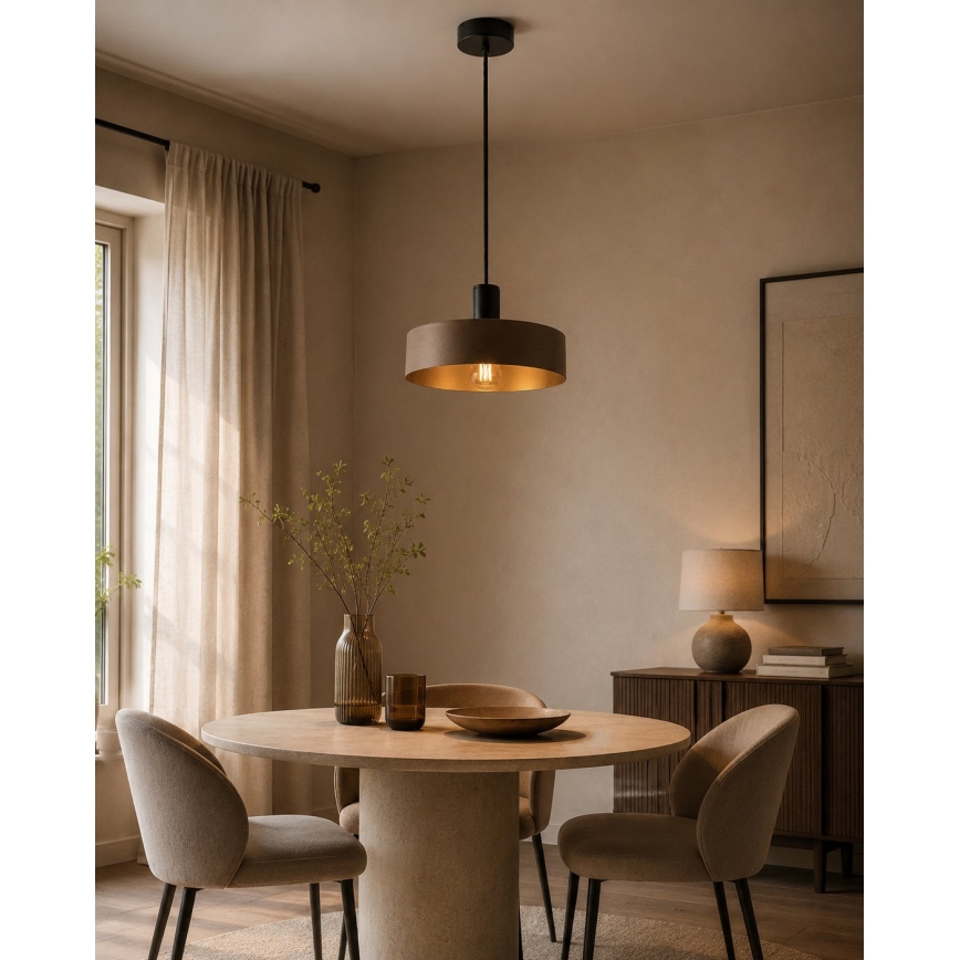 Κρεμαστό φωτιστικό με καλώδιο HAKI 1xE27/60W/230V καφέ/μαύρο