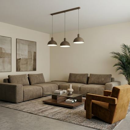 Κρεμαστό φωτιστικό με καλώδιο HANDA 3xE27/15W/230V, καφέ