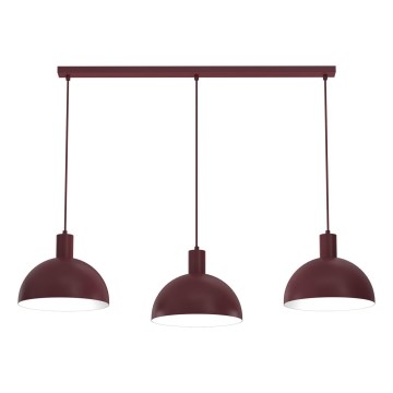 Κρεμαστό φωτιστικό με καλώδιο HANDA 3xE27/15W/230V μπορντό