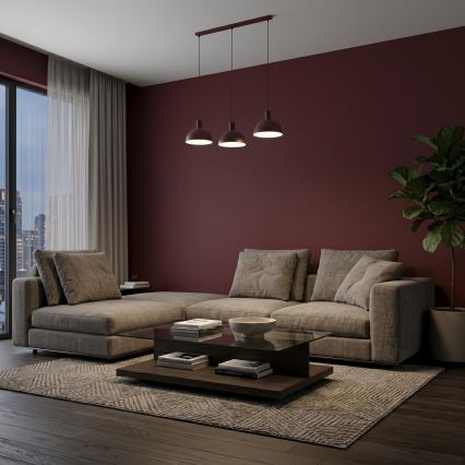 Κρεμαστό φωτιστικό με καλώδιο HANDA 3xE27/15W/230V μπορντό