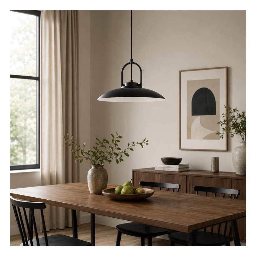 Κρεμαστό φωτιστικό με καλώδιο HATTORI 1xE27/15W/230V μαύρο